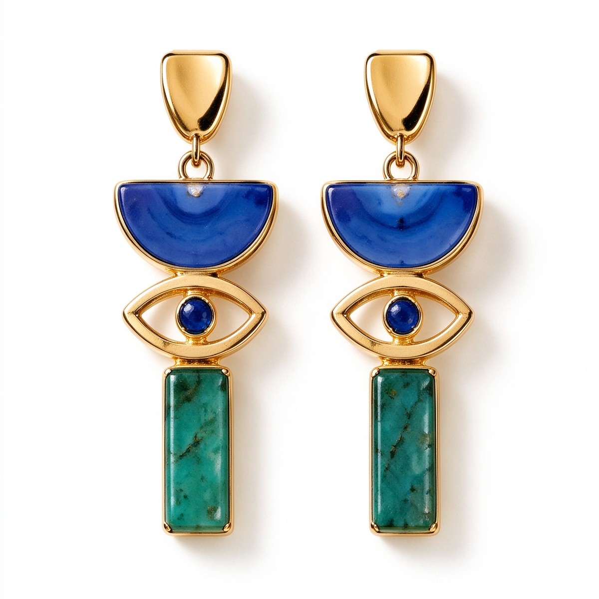 Evil Eye Semi Precious Stone Statement Earrings