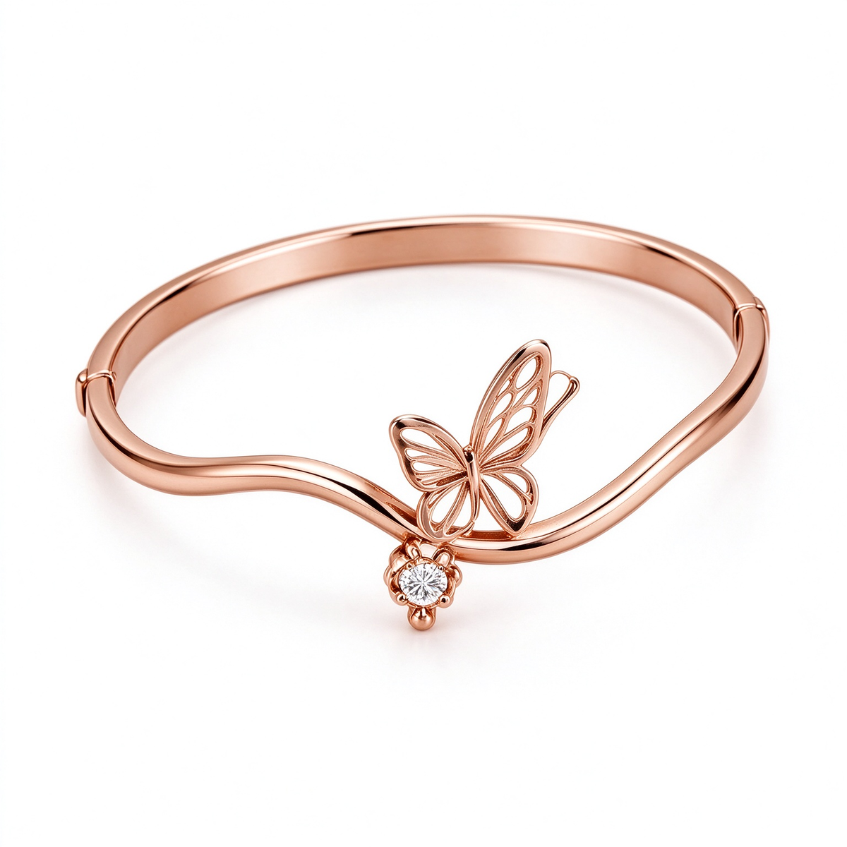 Rose Gold Butterfly Wave Bangle
